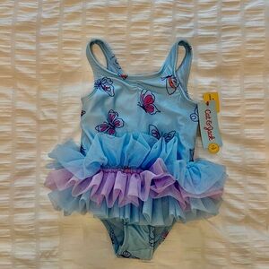 Cat & Jack Blue Swimsuit with Butterfly Design